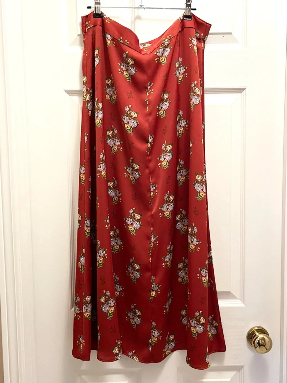 Zara Floral Midi Skirt Button Front Slit A-Line Size XL - Picture 5 of 12